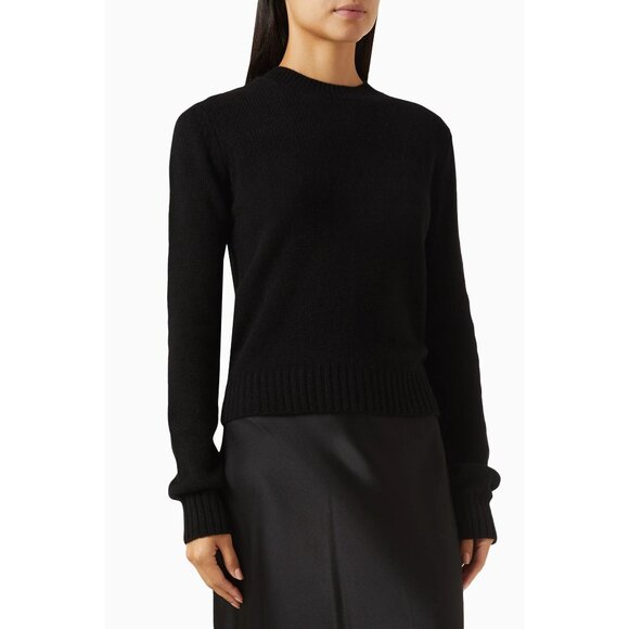 Enza Costa Cashmere Cotton Long Sleeve Crewneck Sweater in Black X-Small Womens - Picture 10 of 12